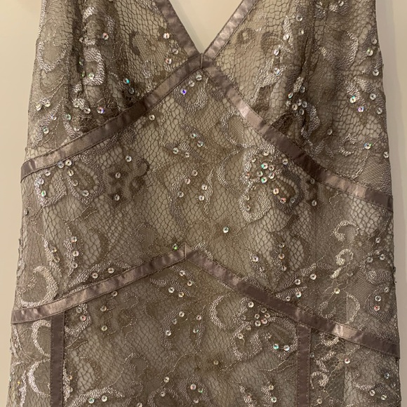 Express Champagne Lace Sequin Halter Semi-Sheer Slip Dress Y2K 6 - Picture 3 of 9